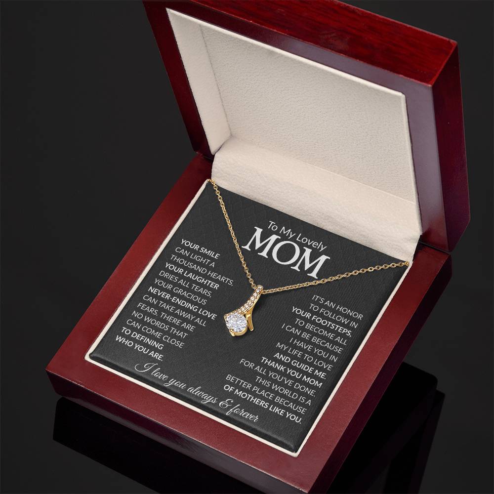 Mom Petite Ribbon Necklace Gift