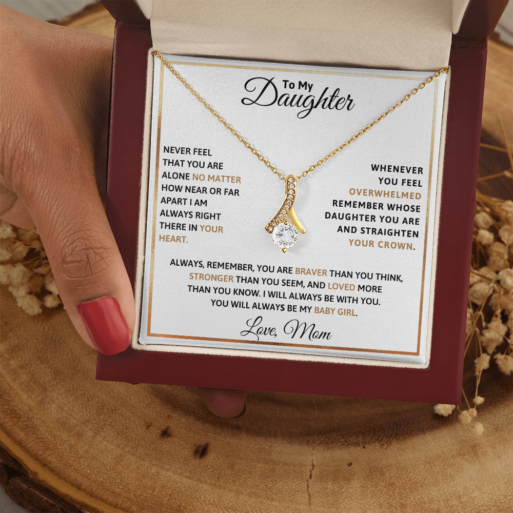 To My Daughter Petite Ribbon Necklace