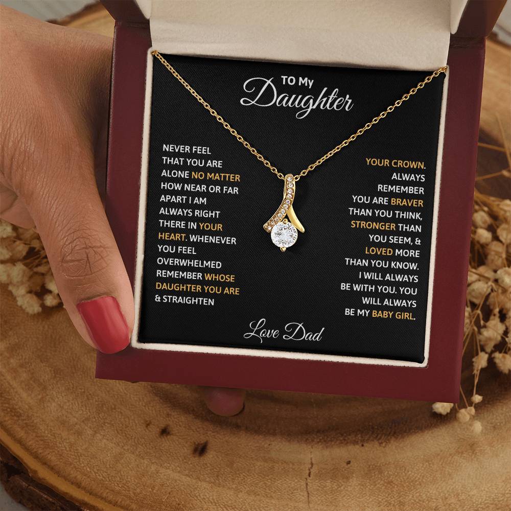 To My Daughter Petite Ribbon Necklace