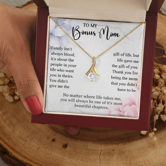 Bonus Mom Petite Ribbon Necklace