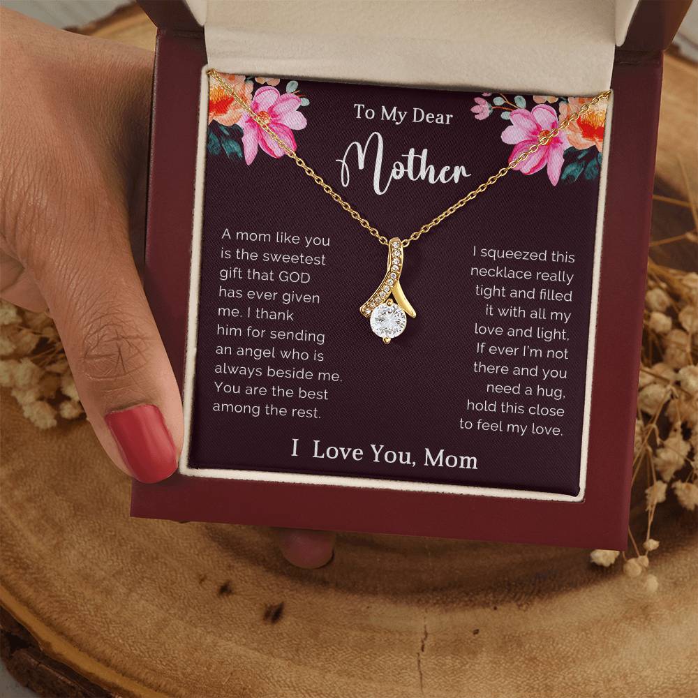To My Mother Petite Ribbon Necklace Gift