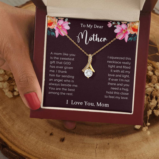 To My Mother Petite Ribbon Necklace Gift