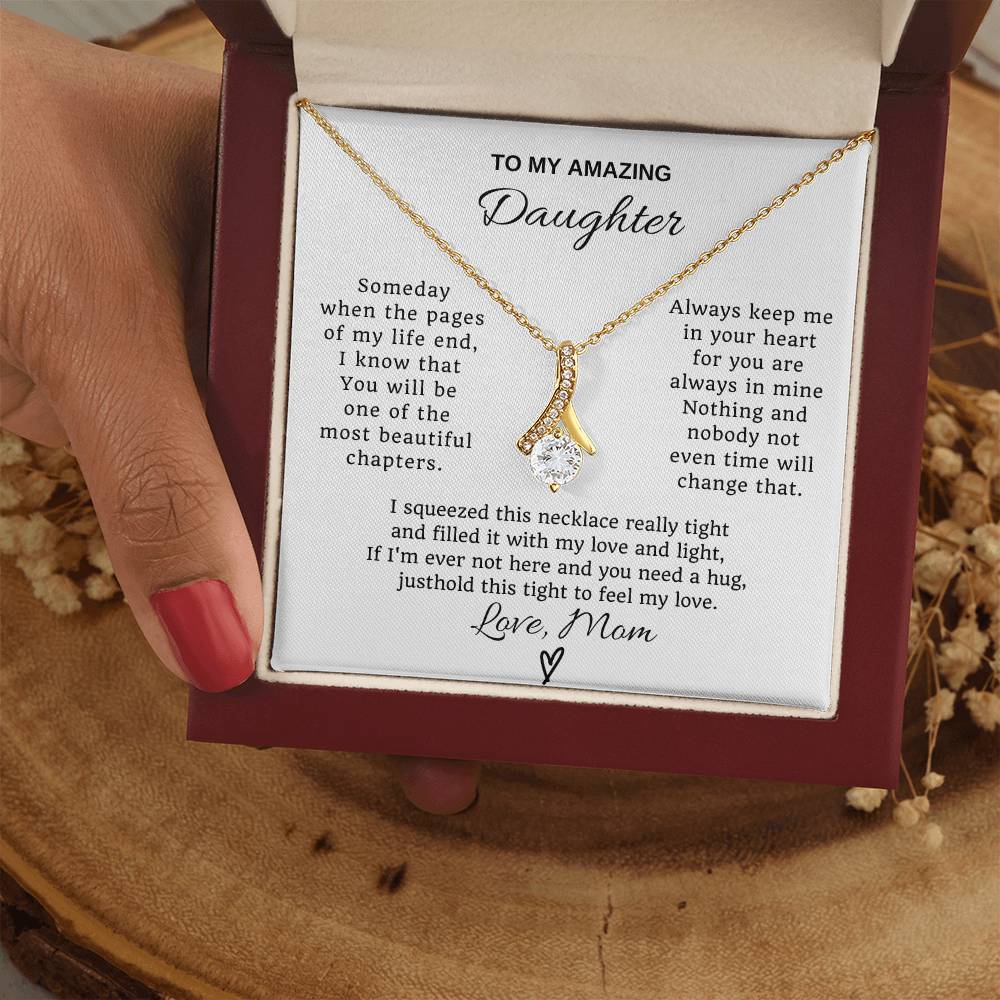 To My Daughter Petite Ribbon Necklace