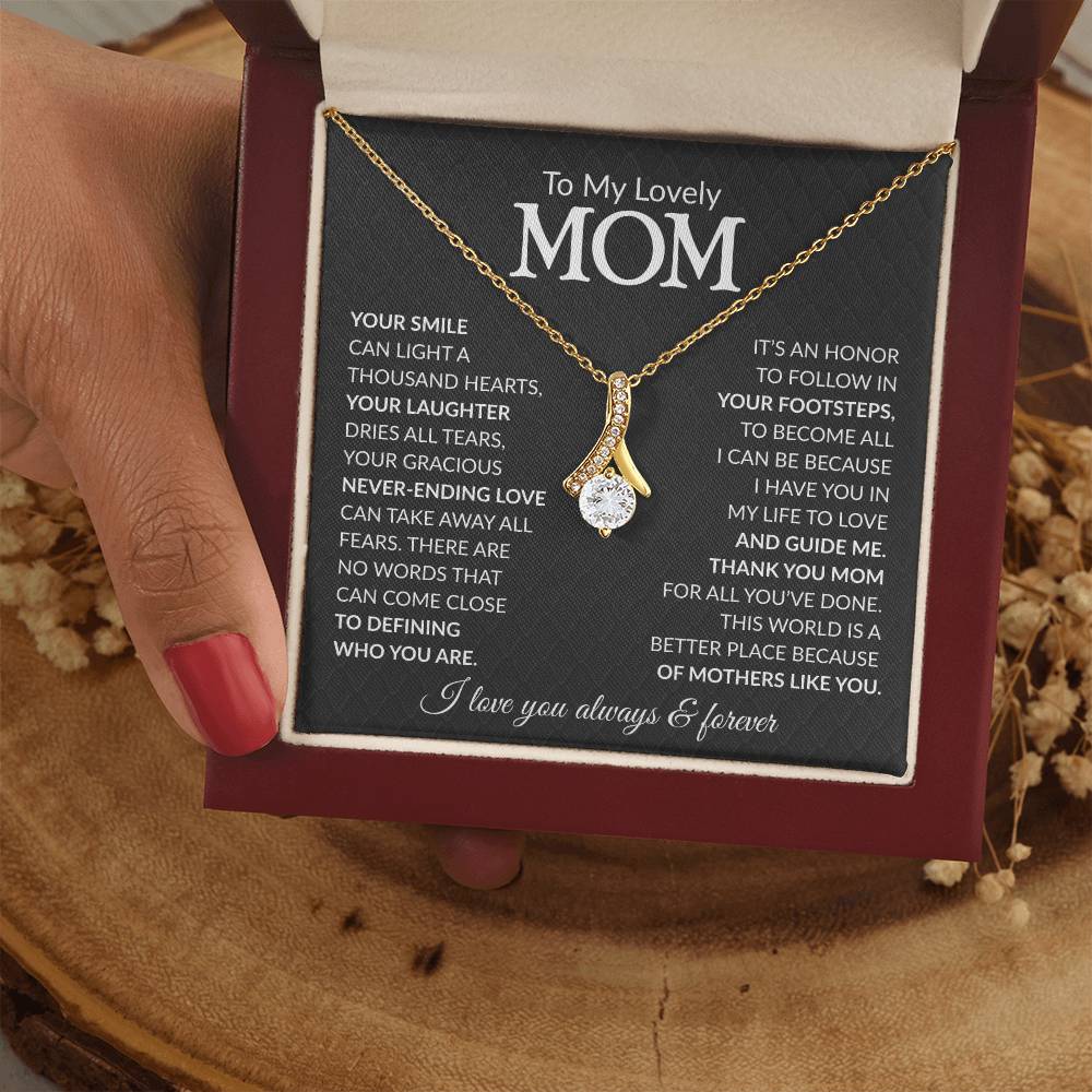 Mom Petite Ribbon Necklace Gift