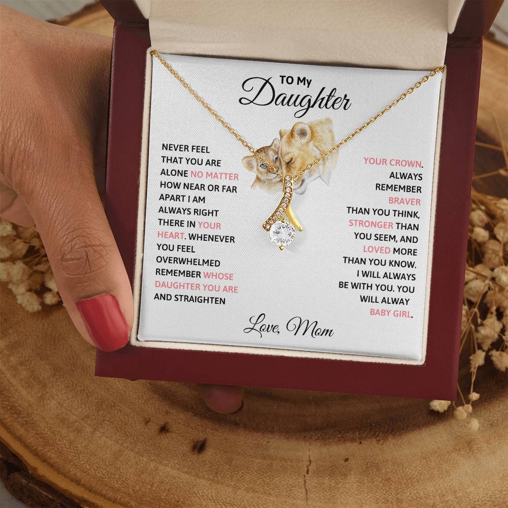 To My Daughter Petite Ribbon Necklace