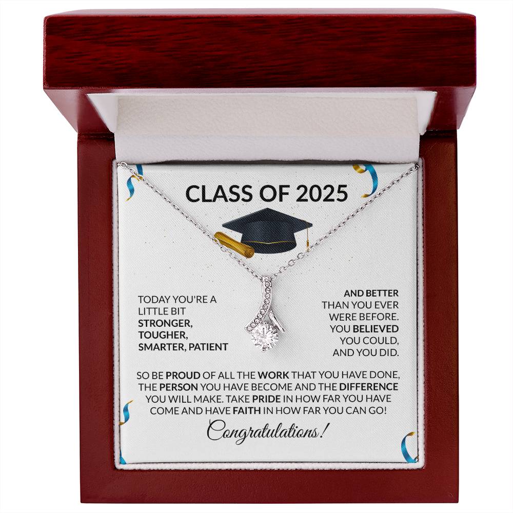 Class of 2025 Petite Ribbon Necklace Gift-[Heartfelt Family Gift]