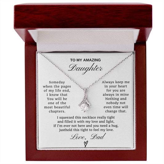 To My Daughter Petite Ribbon Necklace