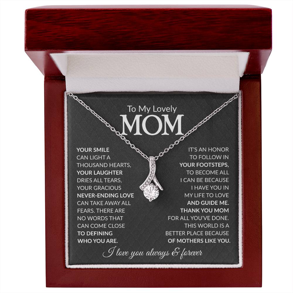 Mom Petite Ribbon Necklace Gift