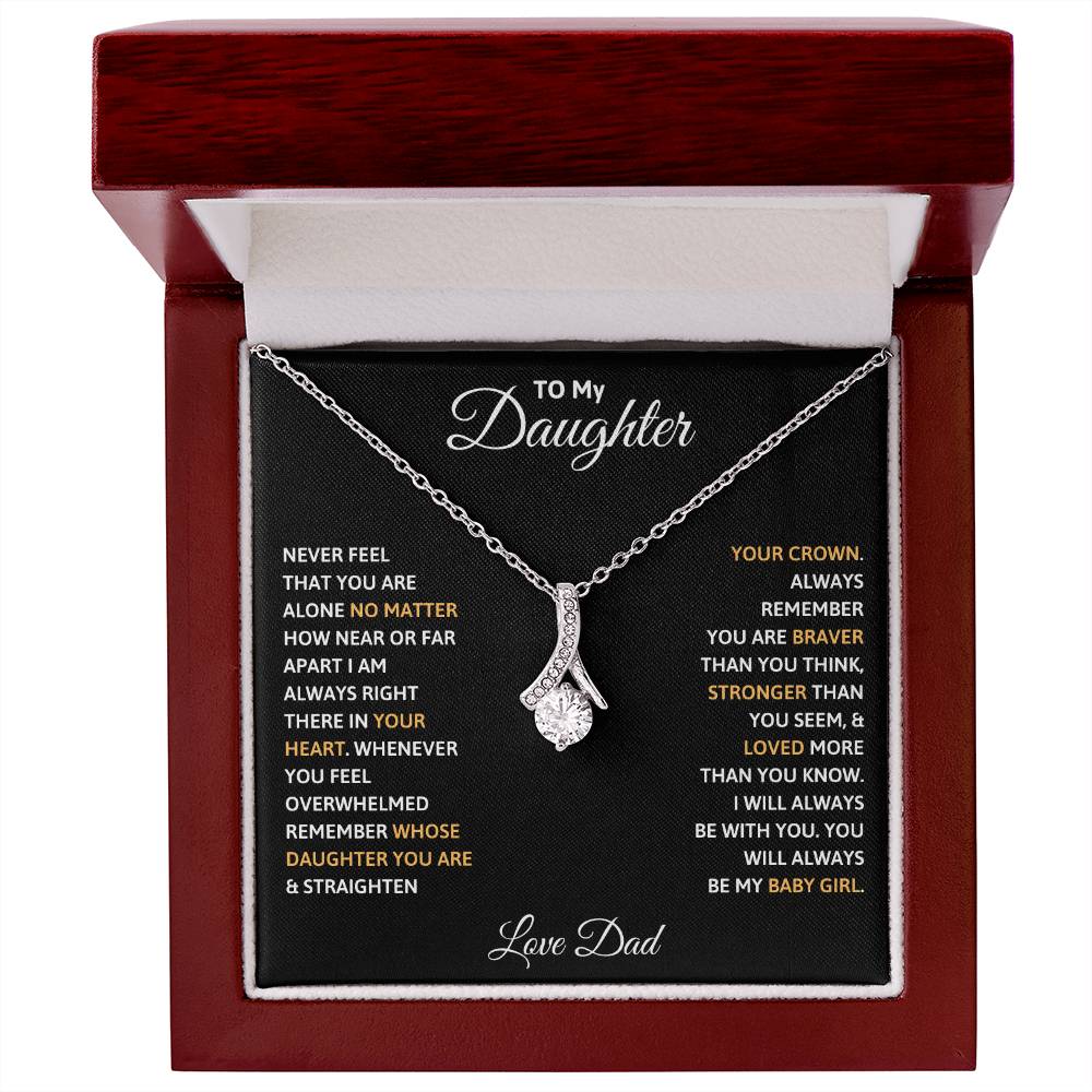 To My Daughter Petite Ribbon Necklace