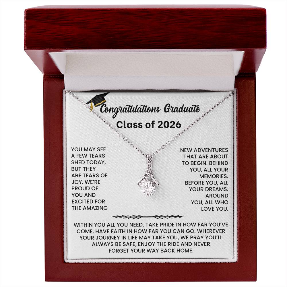 Class of 2026 Graduation Necklace  Gift Petite Ribbon