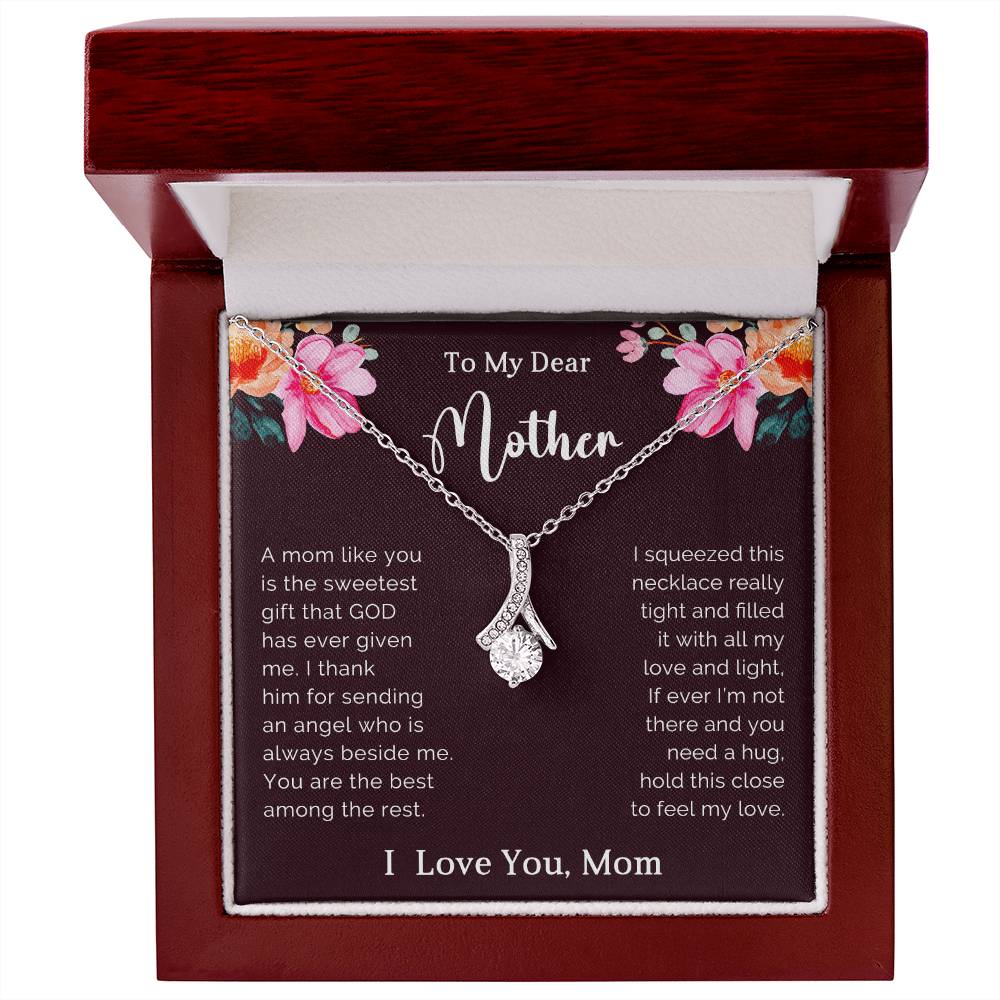 To My Mother Petite Ribbon Necklace Gift