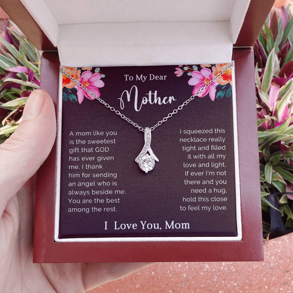 To My Mother Petite Ribbon Necklace Gift