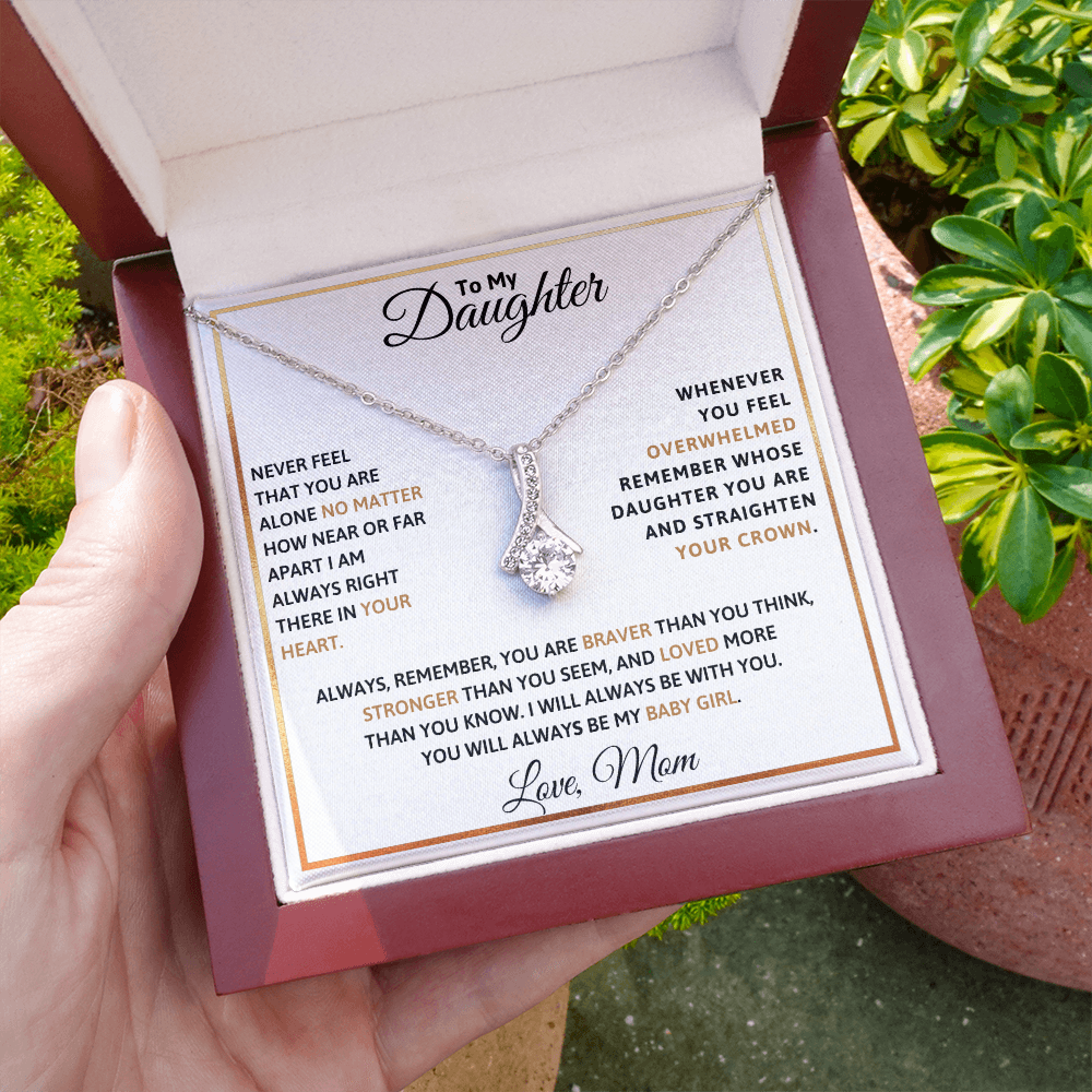 To My Daughter Petite Ribbon Necklace
