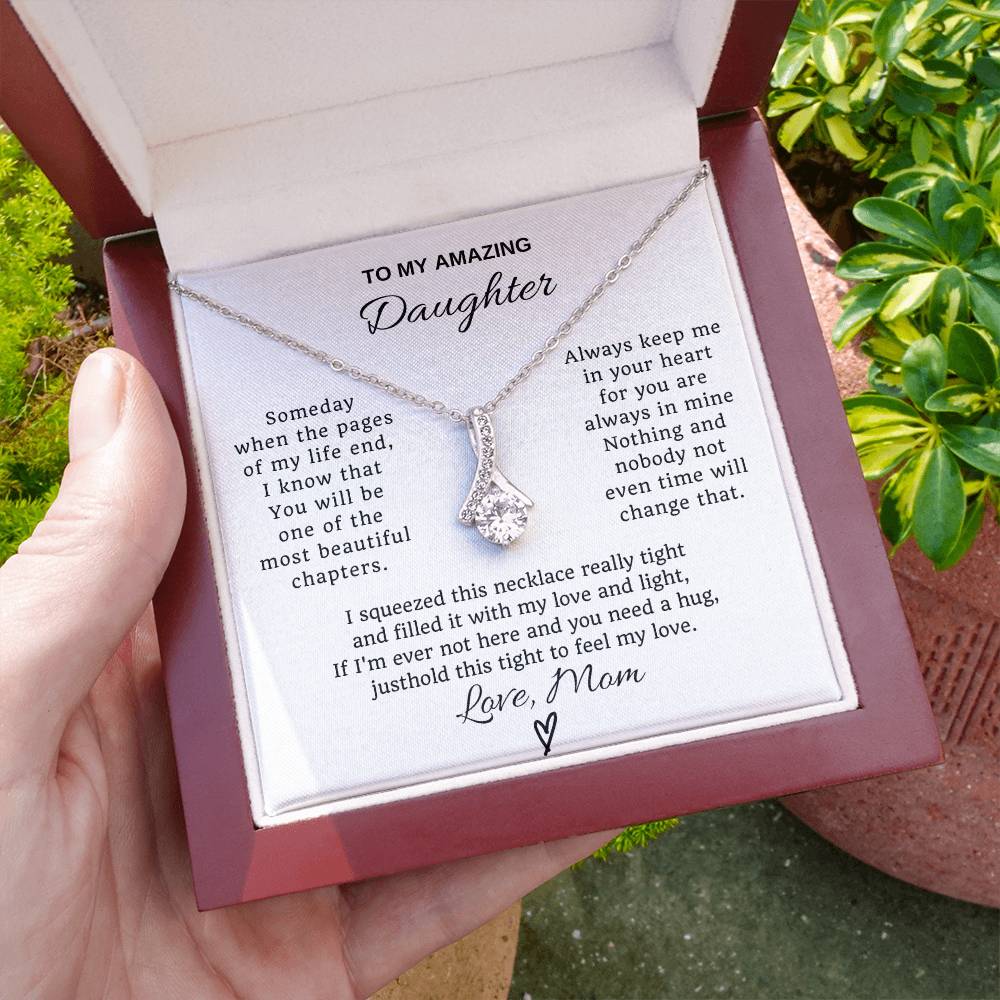 To My Daughter Petite Ribbon Necklace