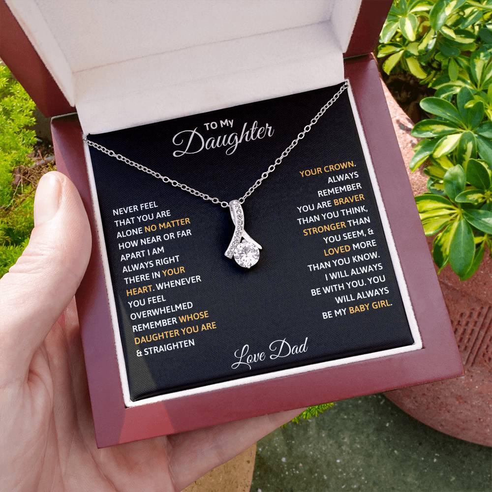 To My Daughter Petite Ribbon Necklace
