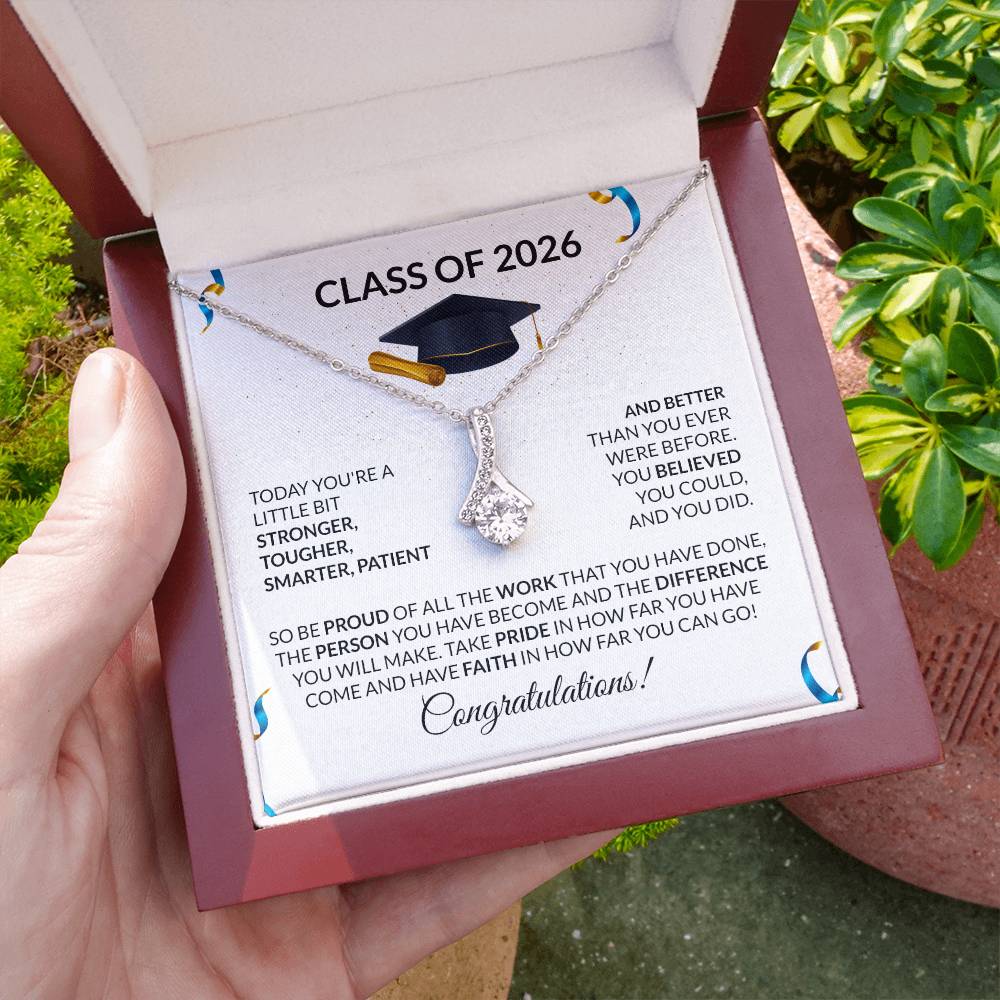 Class of 2026 Graduation Petite Ribbon Necklace Gift