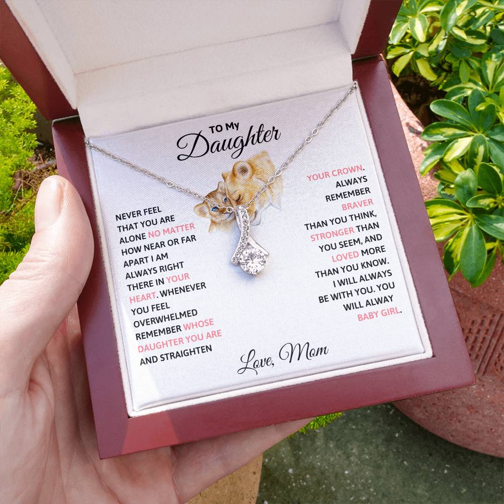To My Daughter Petite Ribbon Necklace