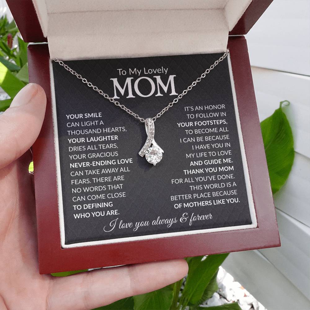 Mom Petite Ribbon Necklace Gift
