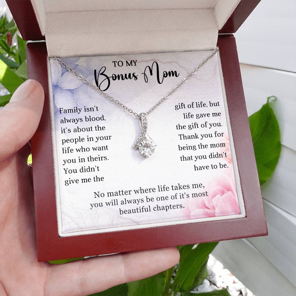 Bonus Mom Petite Ribbon Necklace
