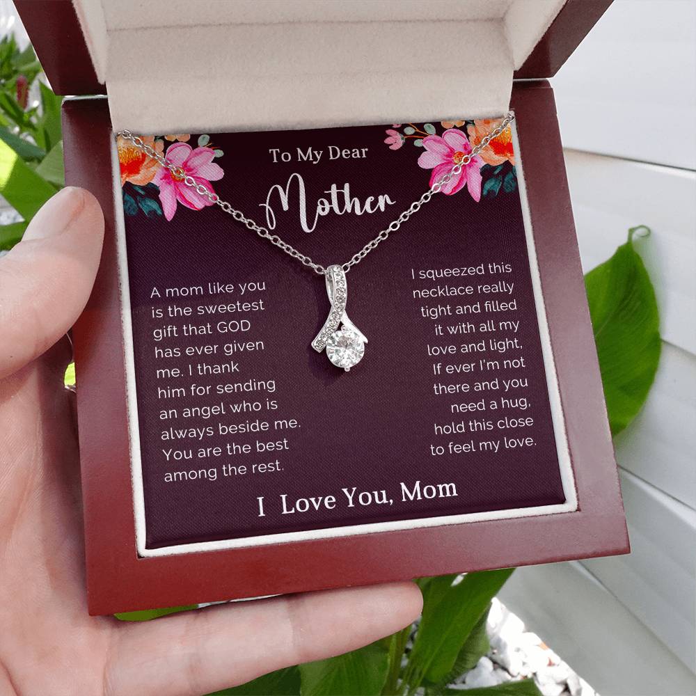 To My Mother Petite Ribbon Necklace Gift