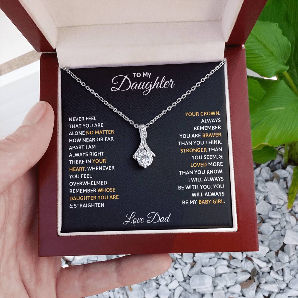 To My Daughter Petite Ribbon Necklace