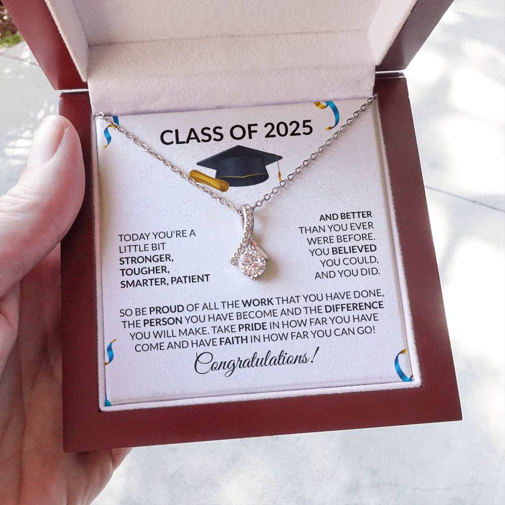 Class of 2025 Petite Ribbon Necklace Gift-[Heartfelt Family Gift]