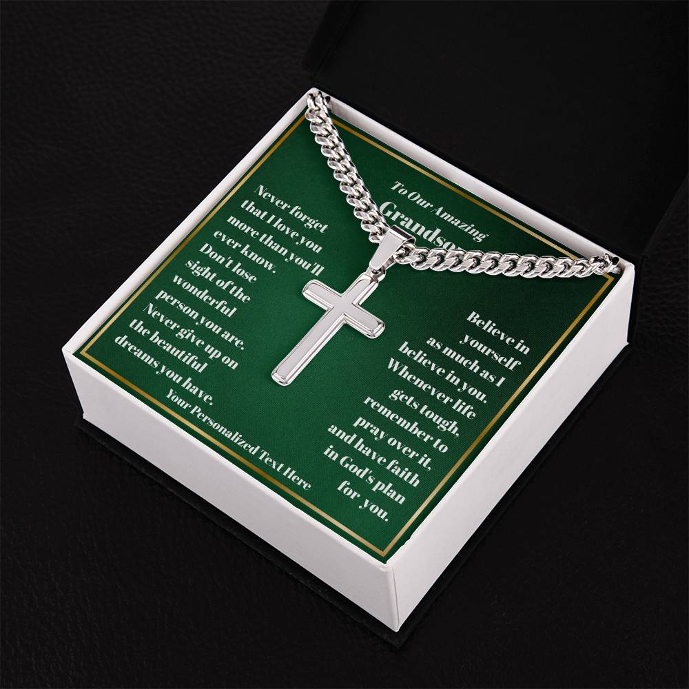 Engraved Cross Necklace with Personalized Card-[Heartfelt Family Gift]