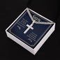Son when others step back Personalized Cross Necklace with Cuban Chain-[Heartfelt Family Gift]