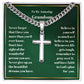 Grandson Personalized Cross Necklace on Cuban Chain-[Heartfelt Family Gift]