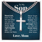 to my son - stand tall even if you fall Personalized Cross Necklace with Cuban Chain-[Heartfelt Family Gift]