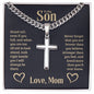 To-My-Son-Stand-tall Personalized Cross Necklace with Cuban Chain-[Heartfelt Family Gift]