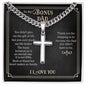 To my Bonus dad Personalized Cross Necklace with Cuban Chain-[Heartfelt Family Gift]