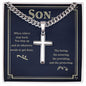 Son when others step back Personalized Cross Necklace with Cuban Chain-[Heartfelt Family Gift]