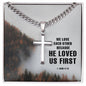 We love each other Personalized Cross Necklace with Cuban Chain-[Heartfelt Family Gift]