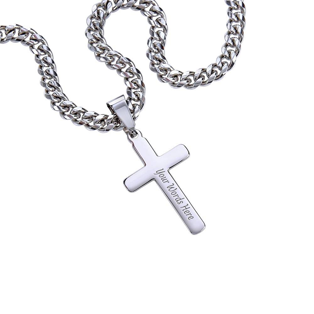 Uncle Personalized Cross Necklace on Cuban Chain-[Heartfelt Family Gift]