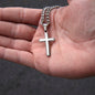 To Our Grandson Engraved Cross Necklace on Cuban Chaine-[Heartfelt Family Gift]
