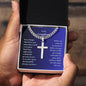 Grandson Engraved Cross with Cuban Chain-[Heartfelt Family Gift]