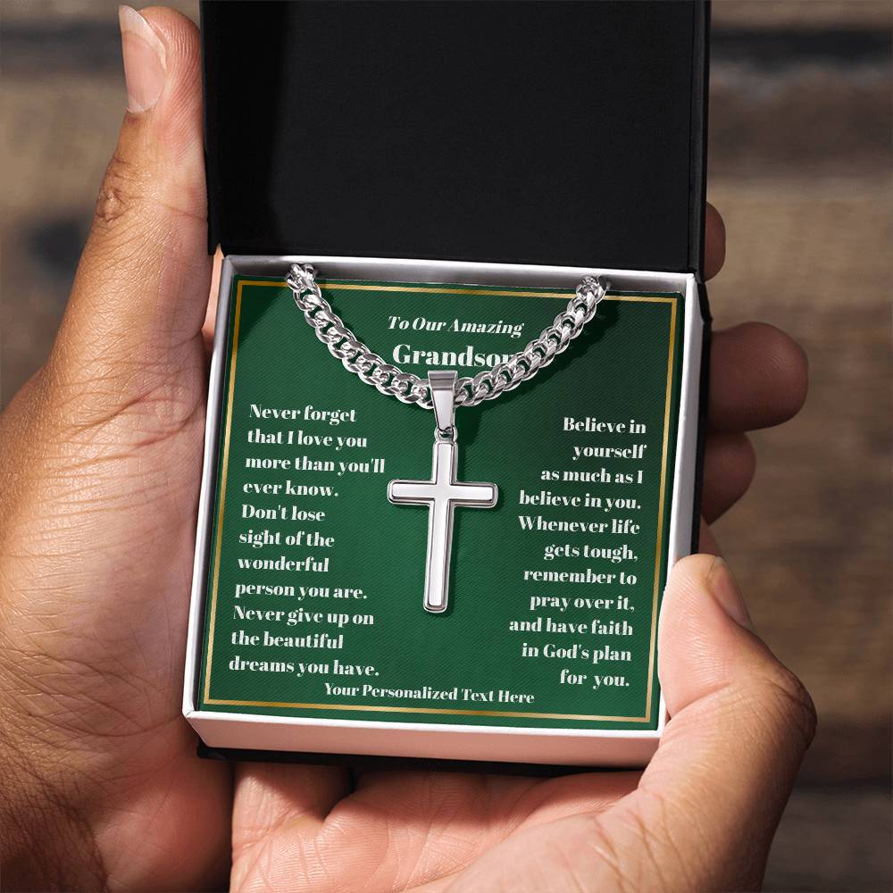 Engraved Cross Necklace with Personalized Card-[Heartfelt Family Gift]