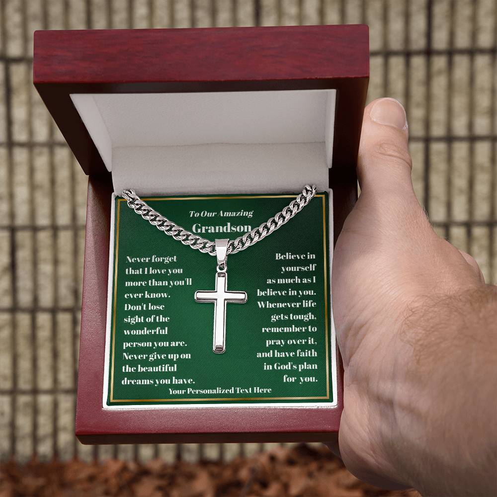 Engraved Cross Necklace with Personalized Card-[Heartfelt Family Gift]