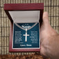 to my son - stand tall even if you fall Personalized Cross Necklace with Cuban Chain-[Heartfelt Family Gift]