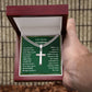 Grandson Personalized Cross Necklace on Cuban Chain-[Heartfelt Family Gift]