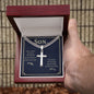 Son when others step back Personalized Cross Necklace with Cuban Chain-[Heartfelt Family Gift]