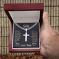 To-My-Son-Stand-tall Personalized Cross Necklace with Cuban Chain-[Heartfelt Family Gift]