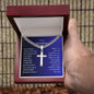 To Our Grandson Engraved Cross Necklace on Cuban Chaine-[Heartfelt Family Gift]