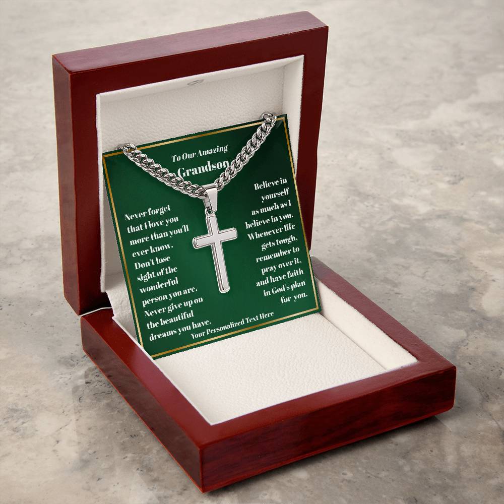 Engraved Cross Necklace with Personalized Card-[Heartfelt Family Gift]