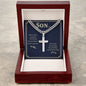 Son when others step back Personalized Cross Necklace with Cuban Chain-[Heartfelt Family Gift]