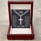 To-My-Son-Stand-tall Personalized Cross Necklace with Cuban Chain-[Heartfelt Family Gift]