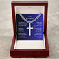 To Our Grandson Engraved Cross Necklace on Cuban Chaine-[Heartfelt Family Gift]