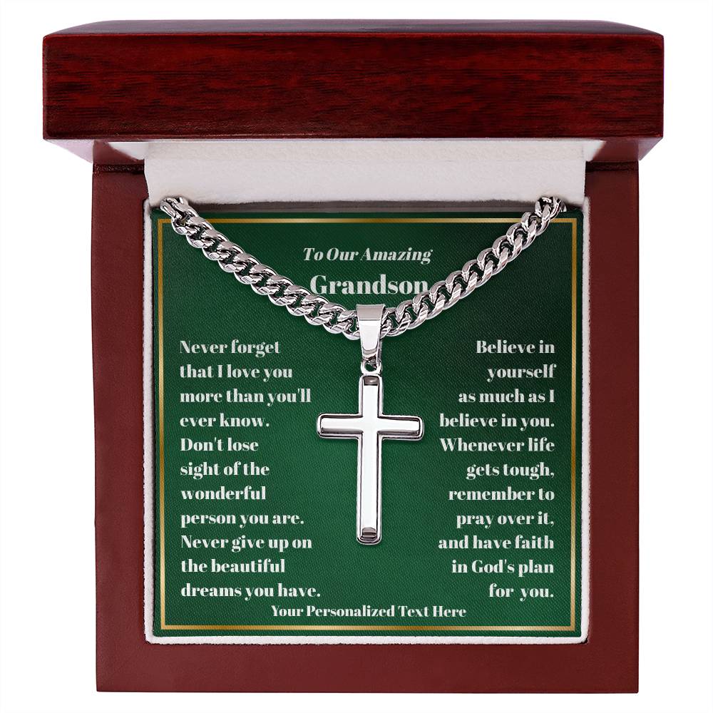 Engraved Cross Necklace with Personalized Card-[Heartfelt Family Gift]