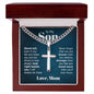 to my son - stand tall even if you fall Personalized Cross Necklace with Cuban Chain-[Heartfelt Family Gift]